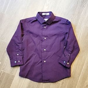 Calvin Klein Boys Slim Fit Purple Long Sleeve Button Down Shirt Size 4